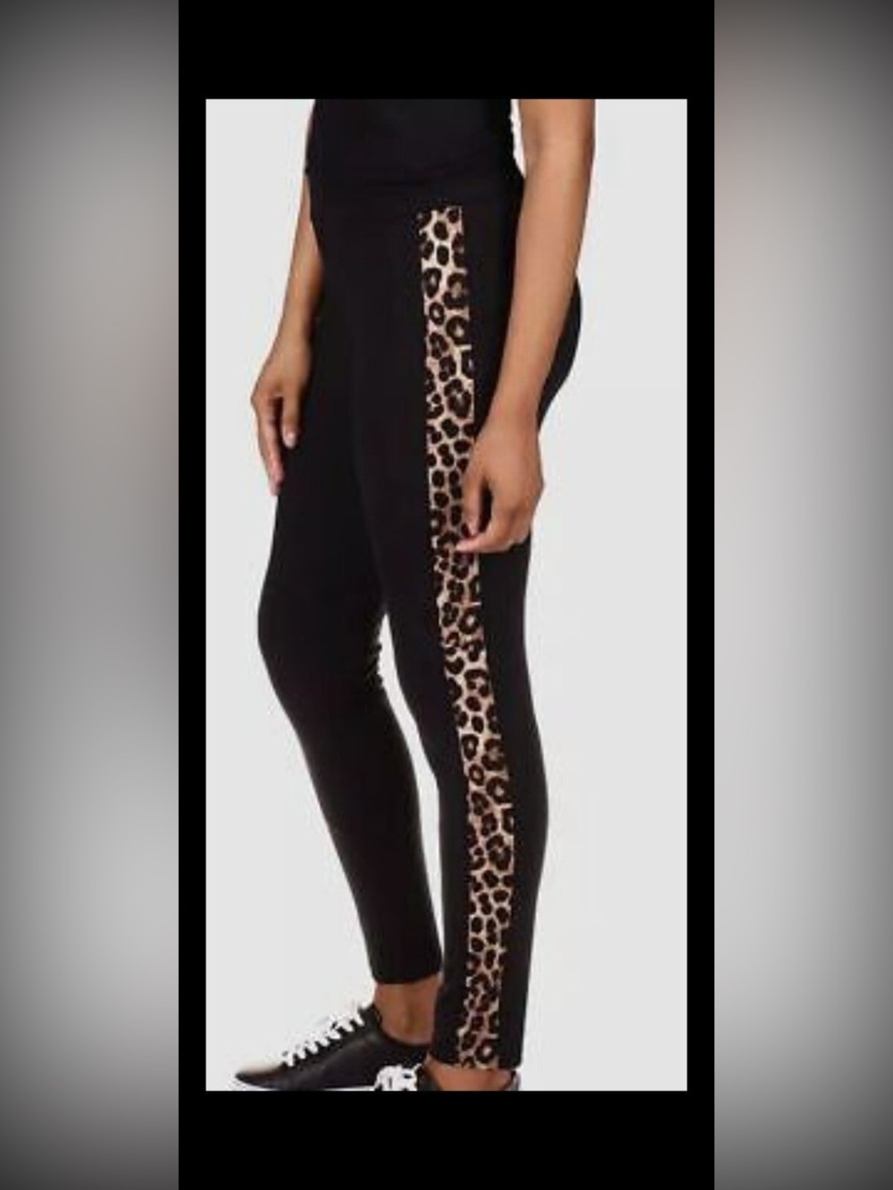 Michael Kors Black Leggings with Leopard Side Panel
